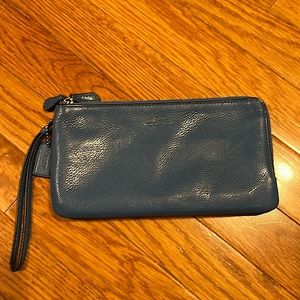 Coach double zipper wallet wristlet - Blue